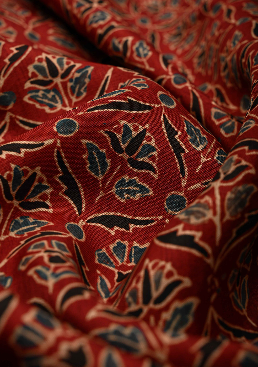 Maroon Dola Silk Saree with Hand Block Print and Shikargah Fancy Zari Border