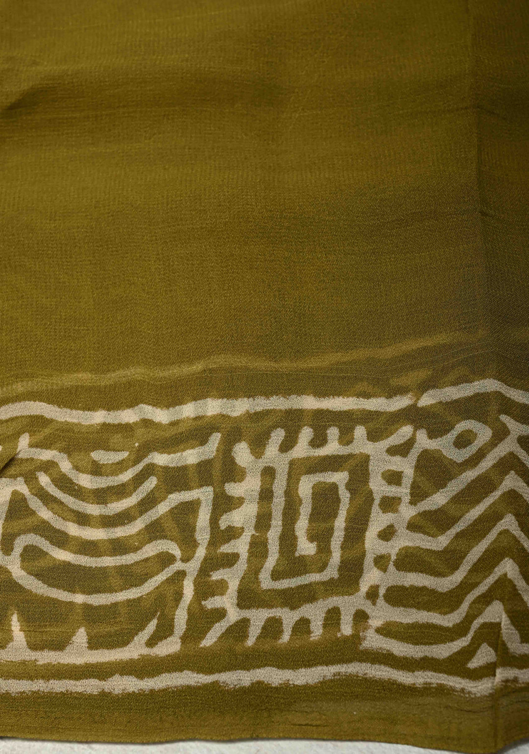Ollive Green Georgette Saree with Sanganeri Hand Block Print