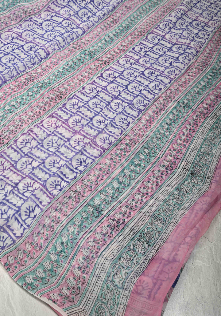 Blush Pink Georgette Saree with Sanganeri Hand Block Print