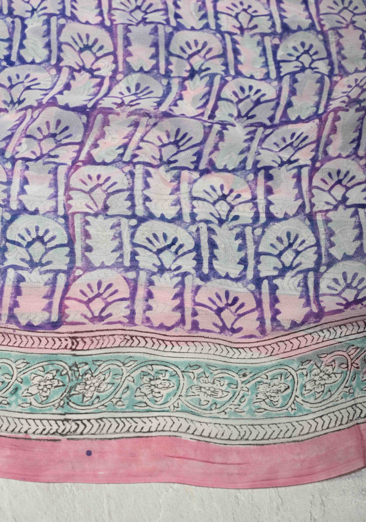 Blush Pink Georgette Saree with Sanganeri Hand Block Print