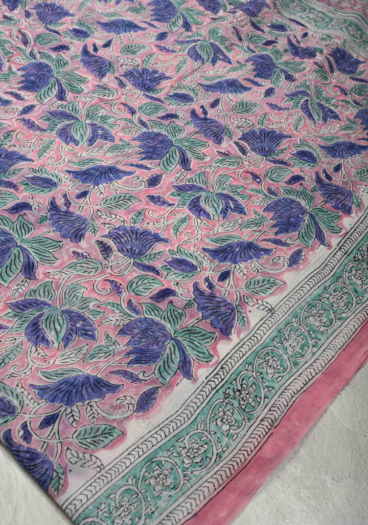 Blush Pink Georgette Saree with Sanganeri Hand Block Print