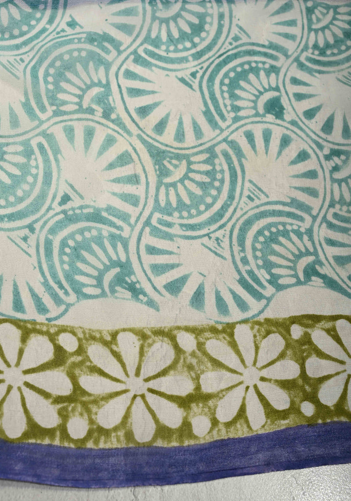 Blue Georgette Saree with Sanganeri Hand Block Print