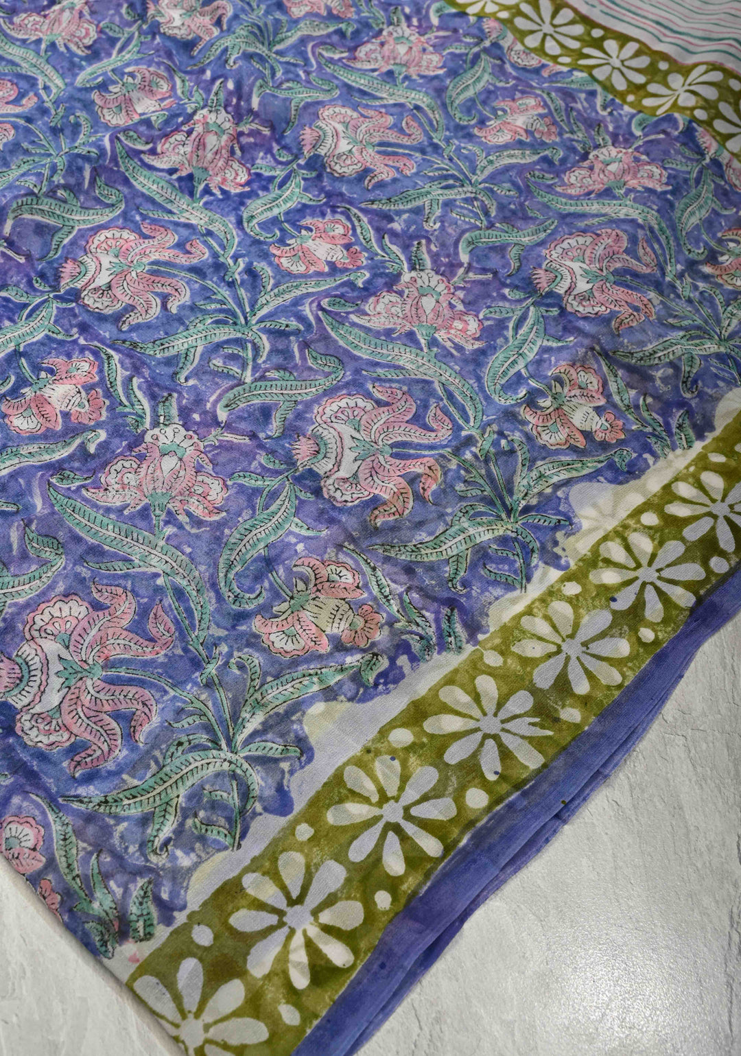 Blue Georgette Saree with Sanganeri Hand Block Print