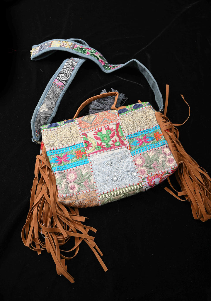 Hand-Embraided Ethnic Embellished Banjara Boho Sling Bag with Cowrie Shell