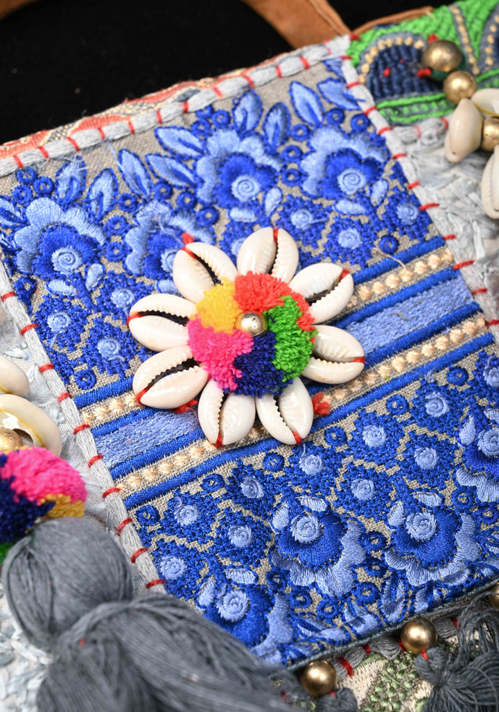 Hand-Embraided Ethnic Embellished Banjara Boho Sling Bag with Cowrie Shell