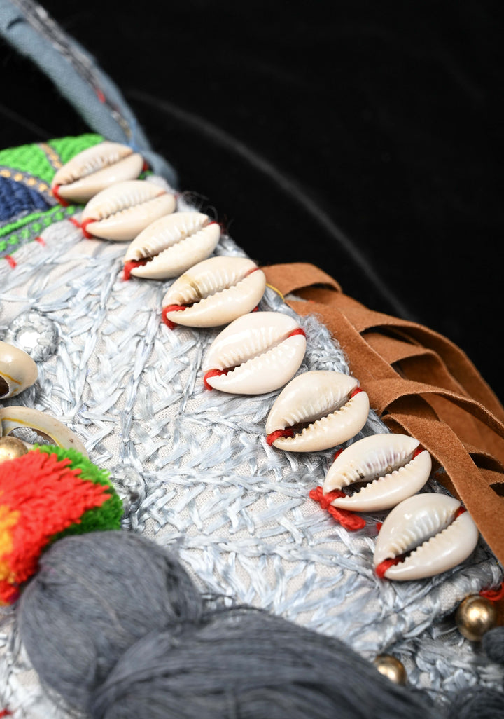 Hand-Embraided Ethnic Embellished Banjara Boho Sling Bag with Cowrie Shell