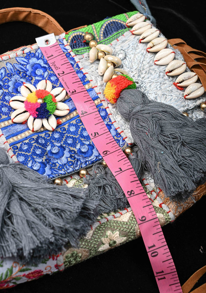 Hand-Embraided Ethnic Embellished Banjara Boho Sling Bag with Cowrie Shell