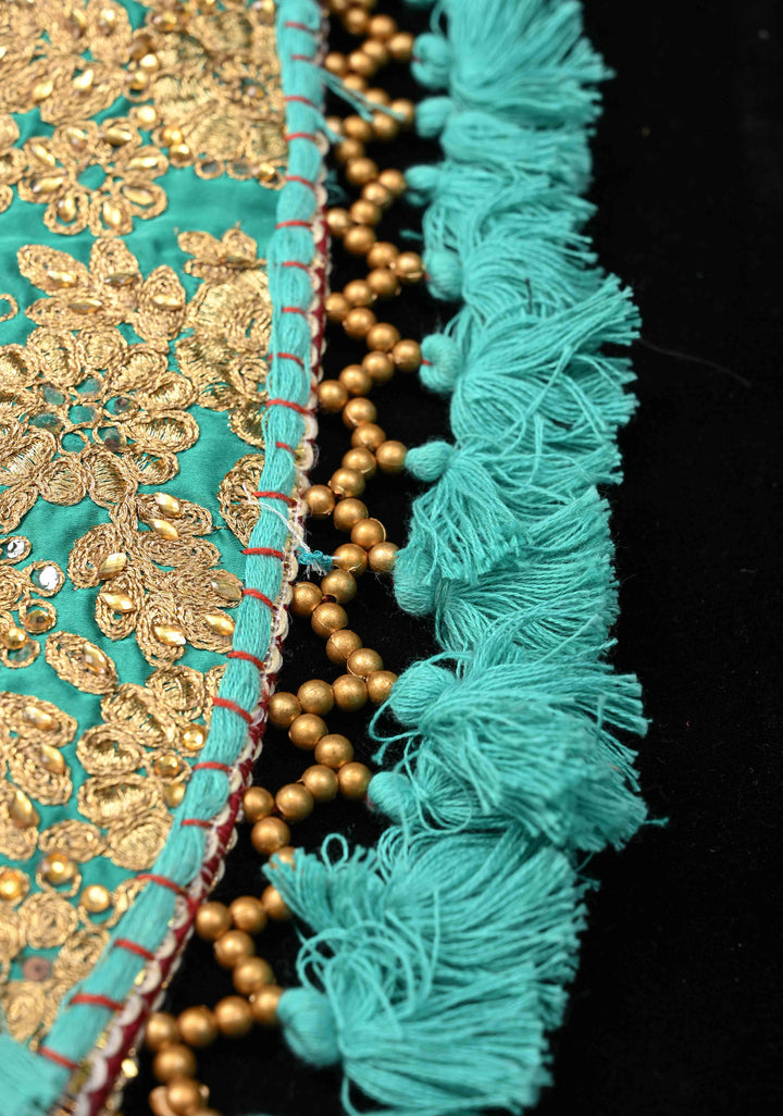 Handcrafted  Embroidery Banjara Boho Tote Shoulder Bag In Tuquoise Green