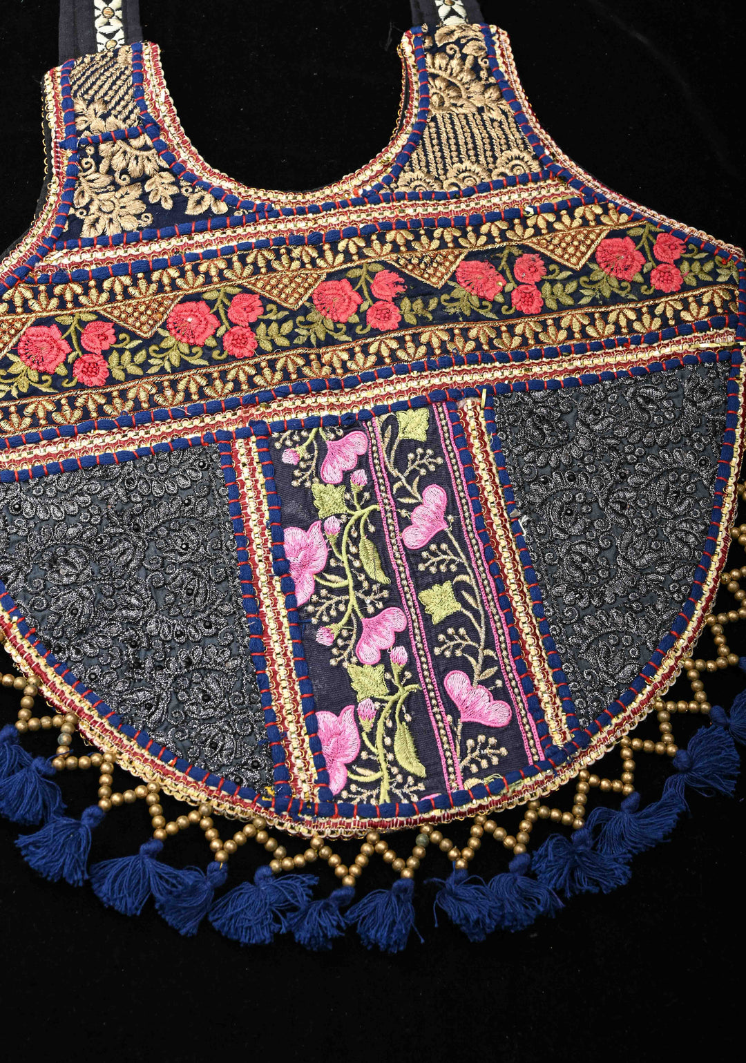 Handcrafted  Embroidery Banjara Boho Tote Shoulder Bag In Blue