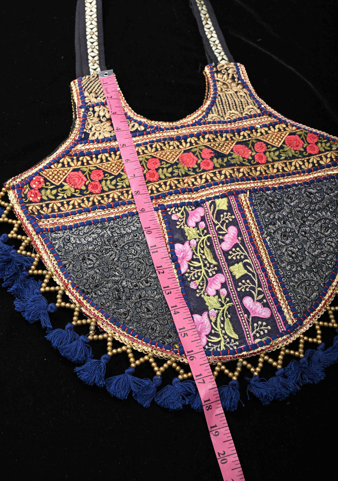 Handcrafted  Embroidery Banjara Boho Tote Shoulder Bag In Blue