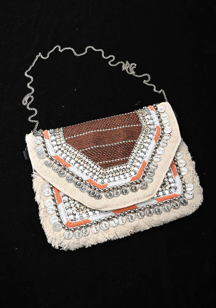 Brown Handmade Boho Banjara Jute coin Bags