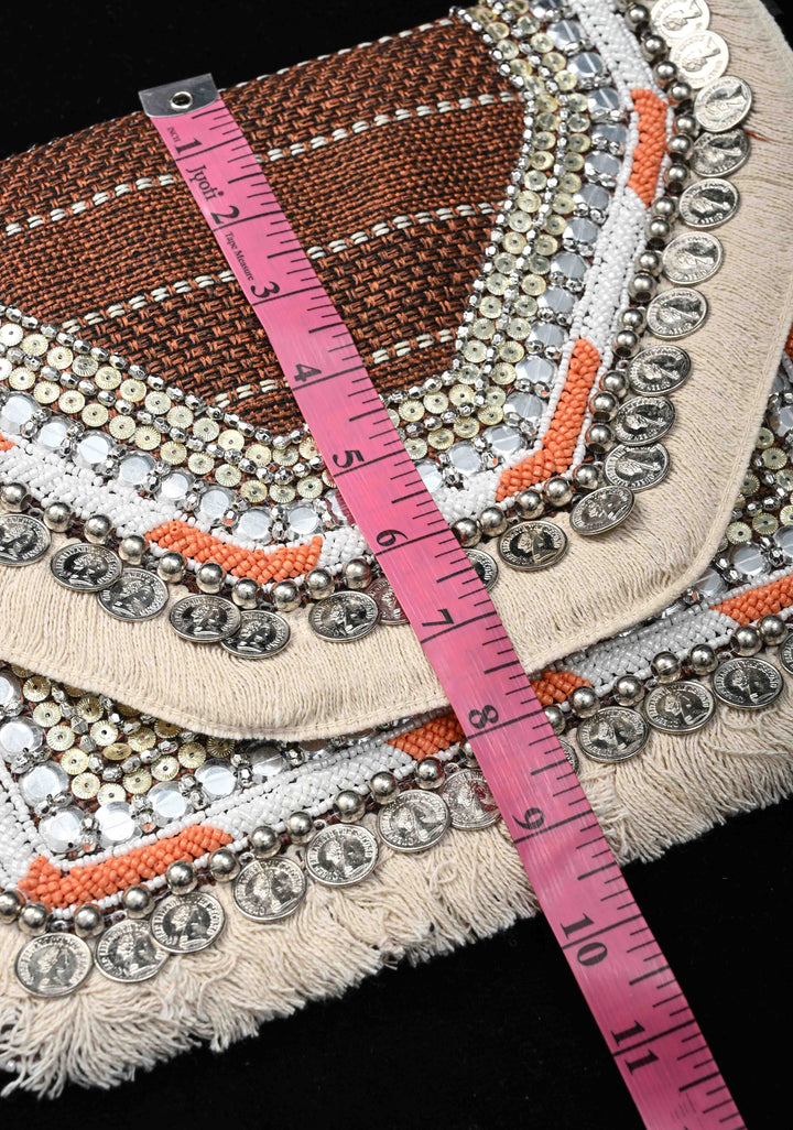 Brown Handmade Boho Banjara Jute coin Bags