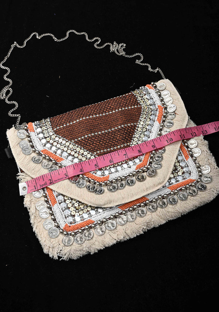 Brown Handmade Boho Banjara Jute coin Bags