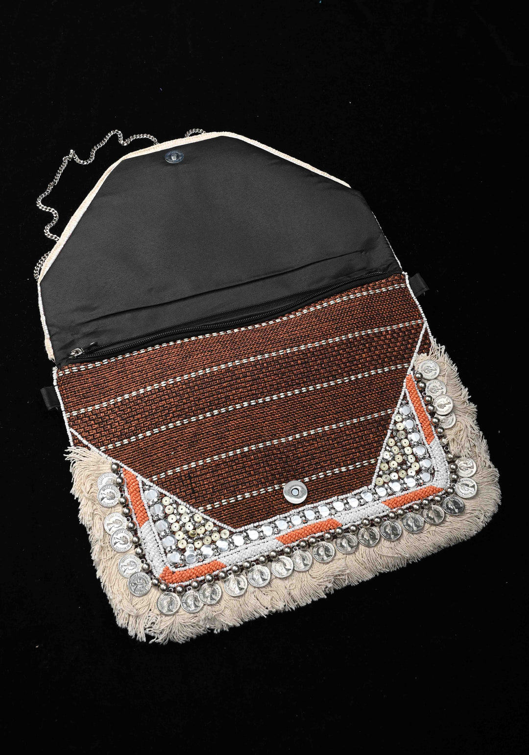 Brown Handmade Boho Banjara Jute coin Bags