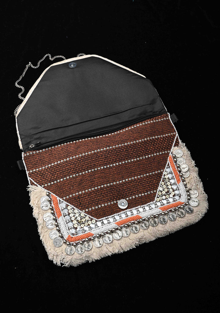 Brown Handmade Boho Banjara Jute coin Bags