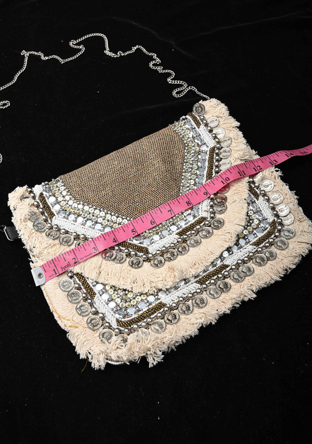 Brownish Gray Green Handmade Boho Banjara Jute coin Bags