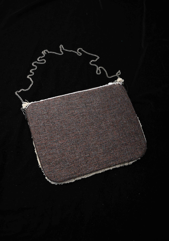Brown Banjara Boho Sling Bag Geometric Embroidery with Coins Detailing and Tassels