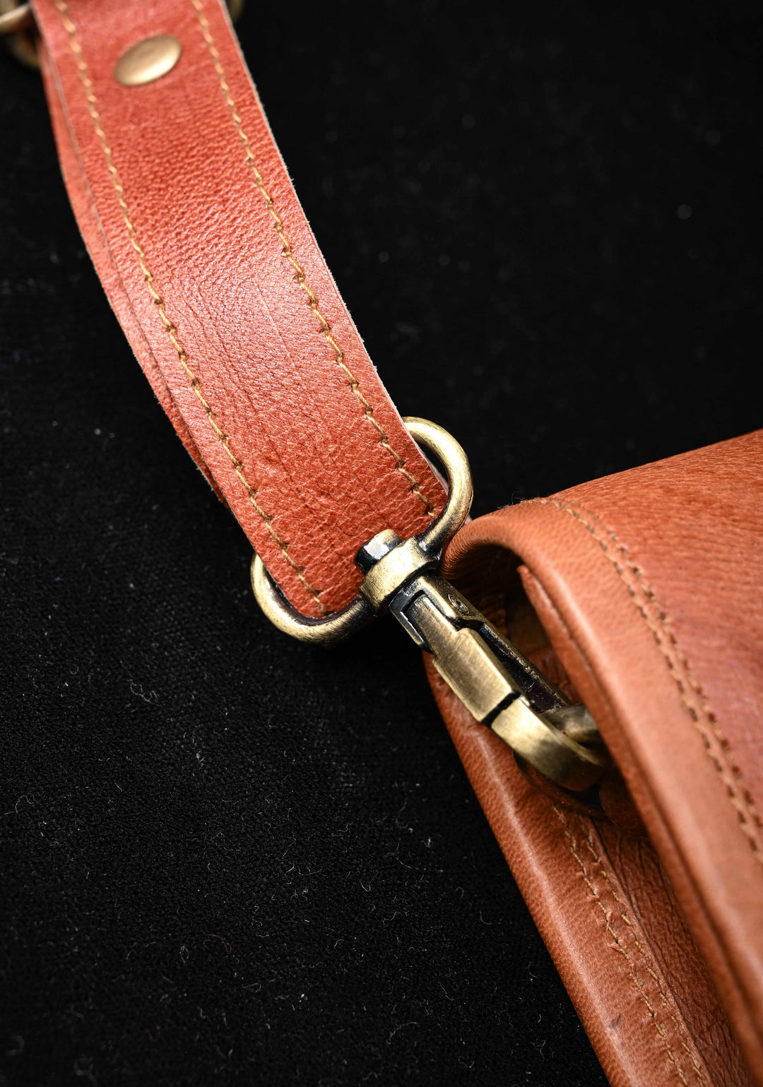 Brown Hand-Crafted And Embroidery Leather Sling Bag