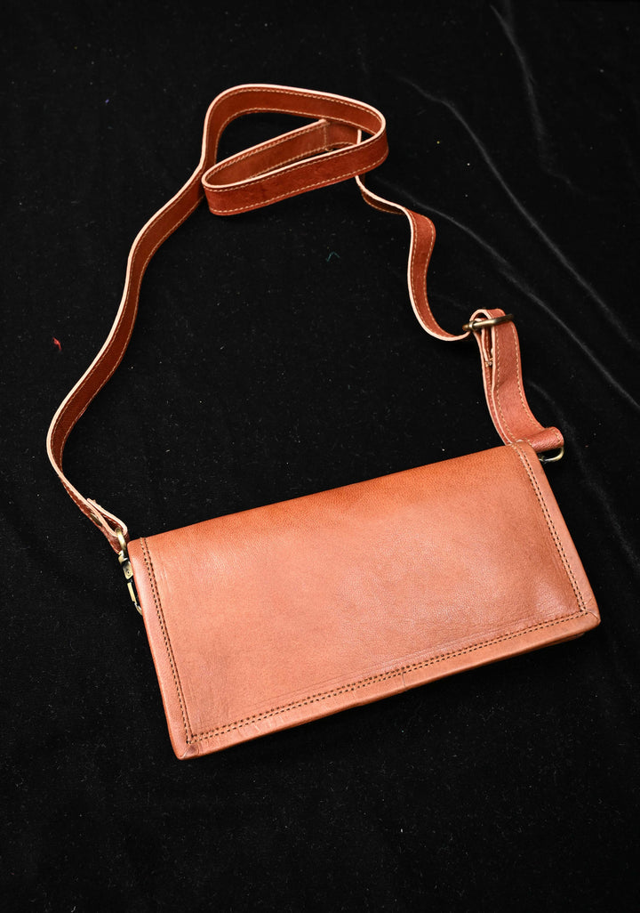 Brown Hand-Crafted And Embroidery Leather Sling Bag