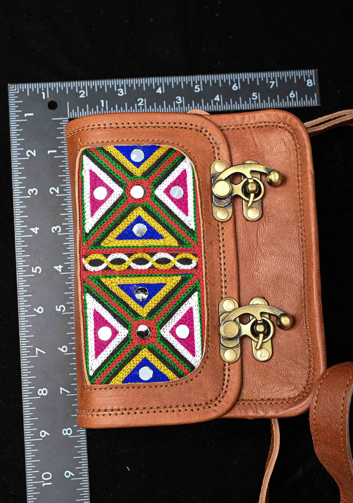 Brown Hand-Crafted And Embroidery Leather Sling Bag