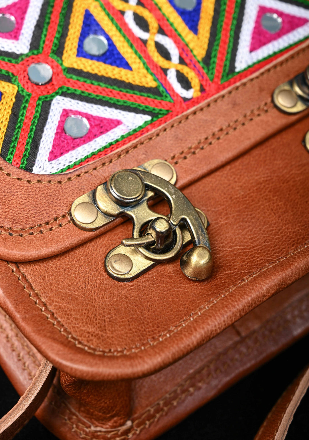 Brown Hand-Crafted And Embroidery Leather Sling Bag