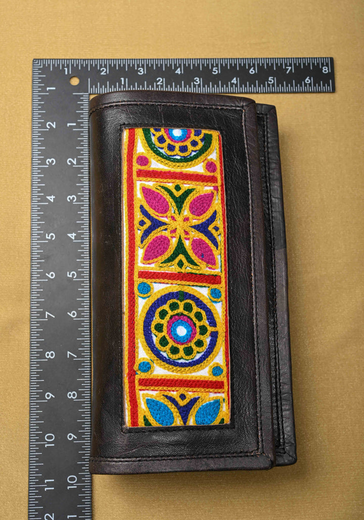 Black Hand-Crafted And Embroidery Leather Sling Bag