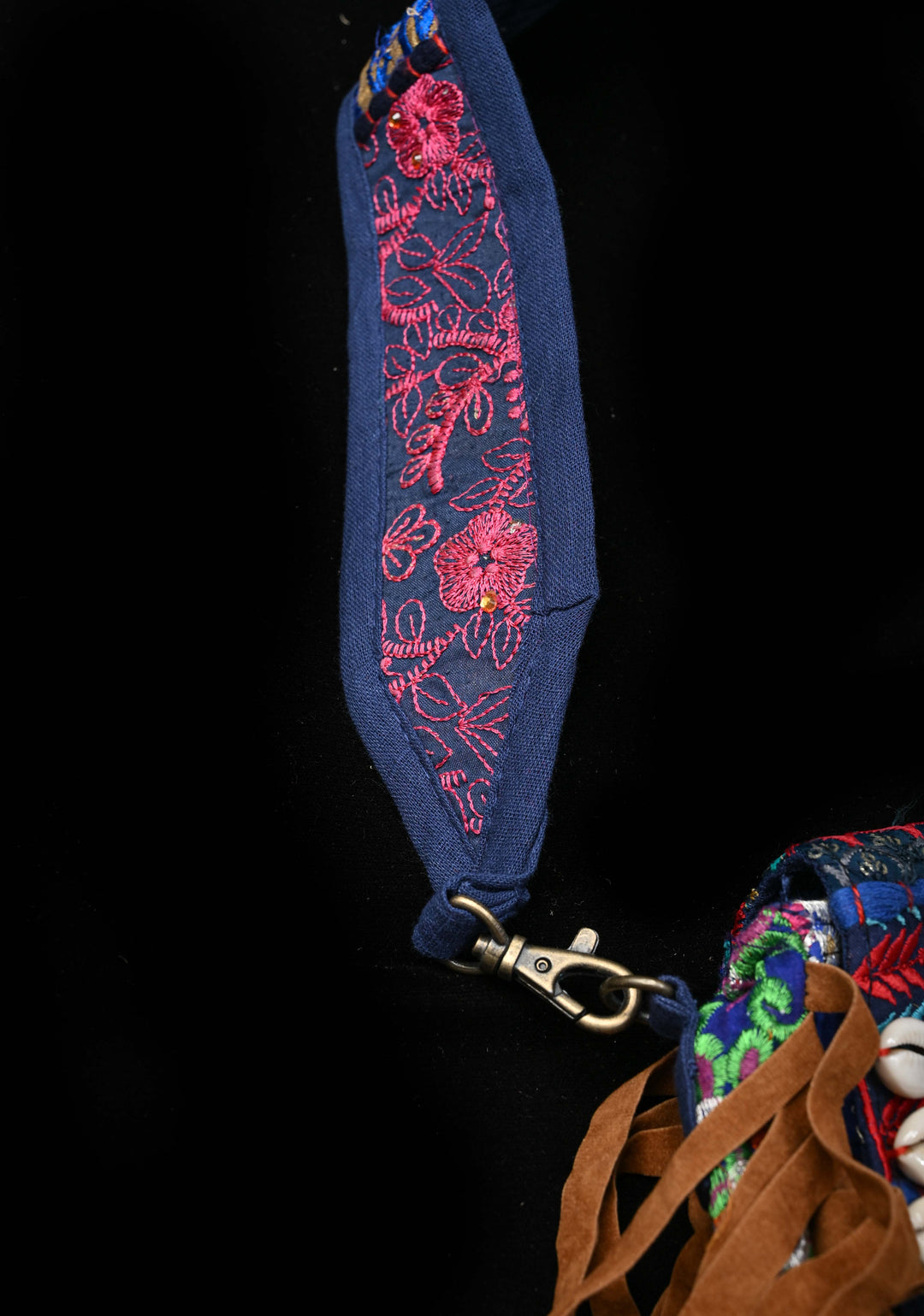Blue Hand-Embraided Ethnic Embellished Banjara Boho Sling Bag with Cowrie Shell