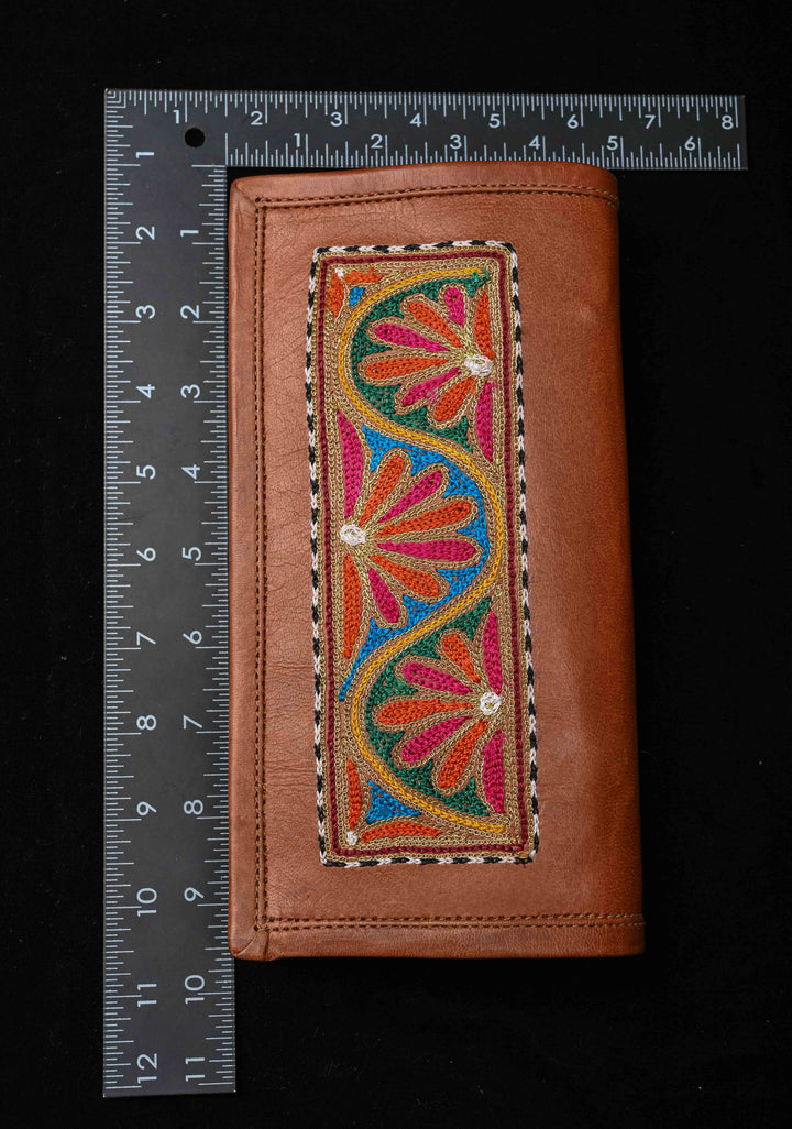 Brown Hand-Crafted Aari work Leather Sling Bag