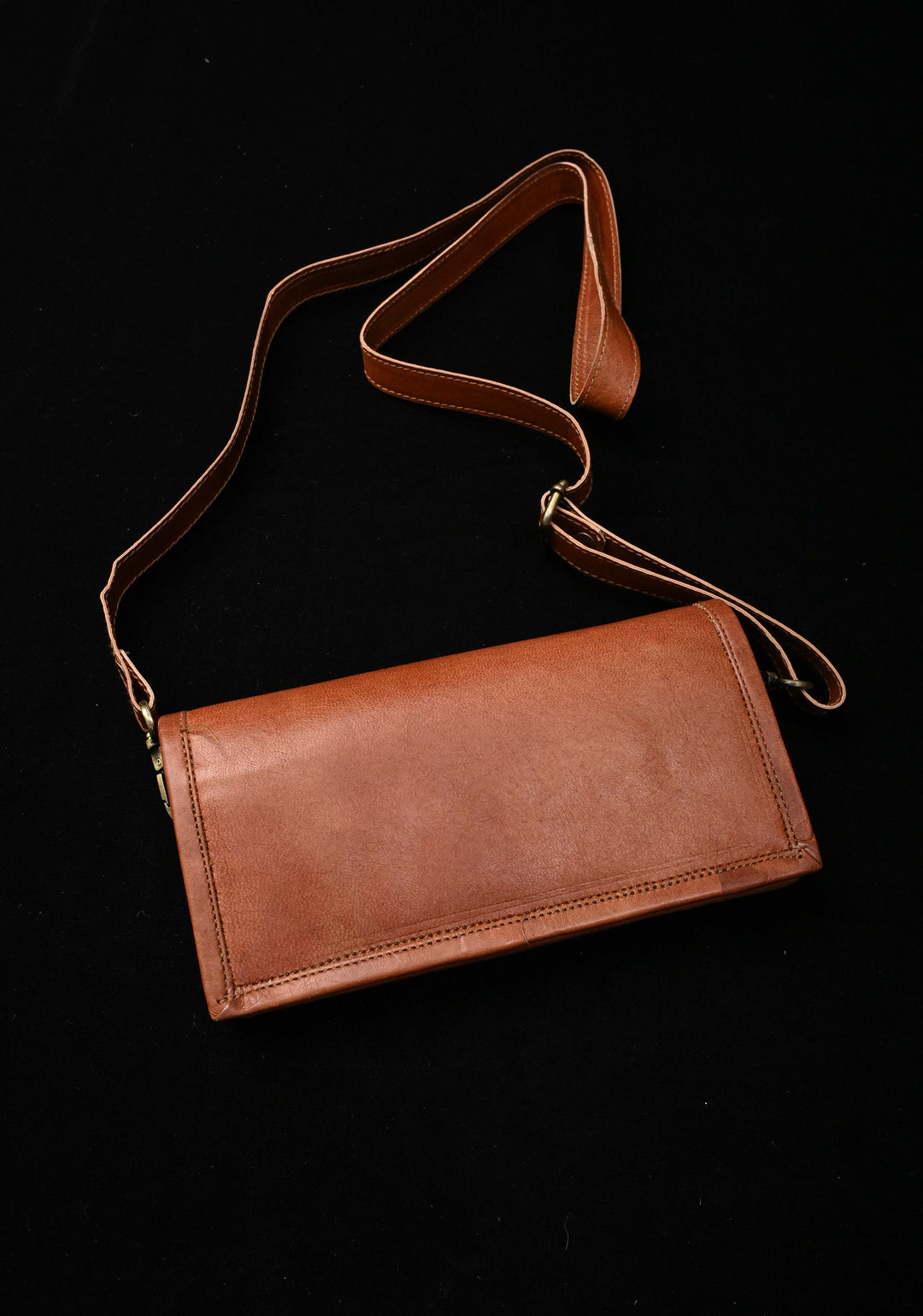 Brown Hand-Crafted Aari work Leather Sling Bag