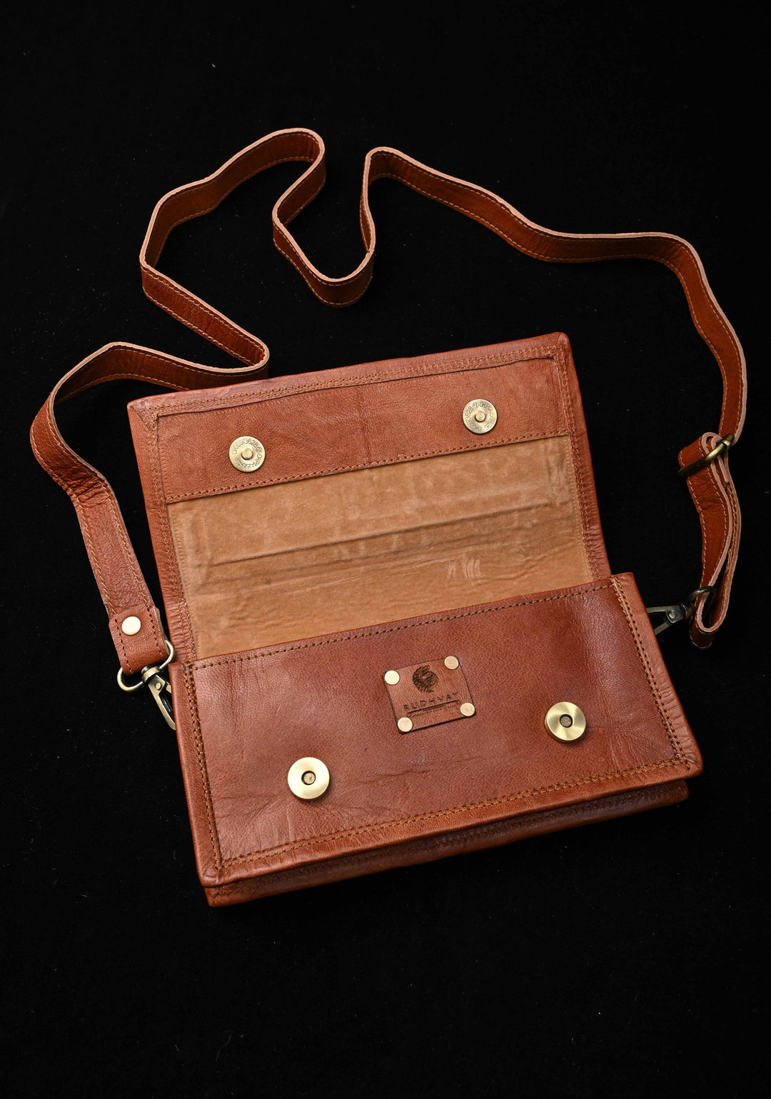 Floral Design Kutchi Hand Embroidery Leather Sling Bag in Brown