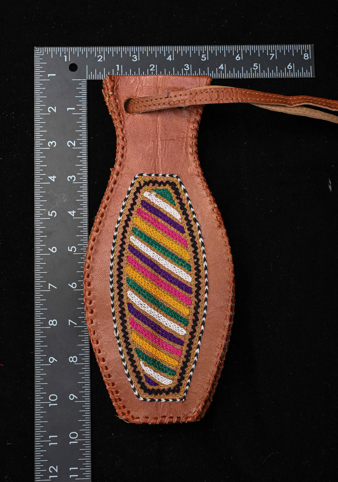 Brown Leather Hand-Crafted And Embroidery Potli Sling Bag with Aari Work