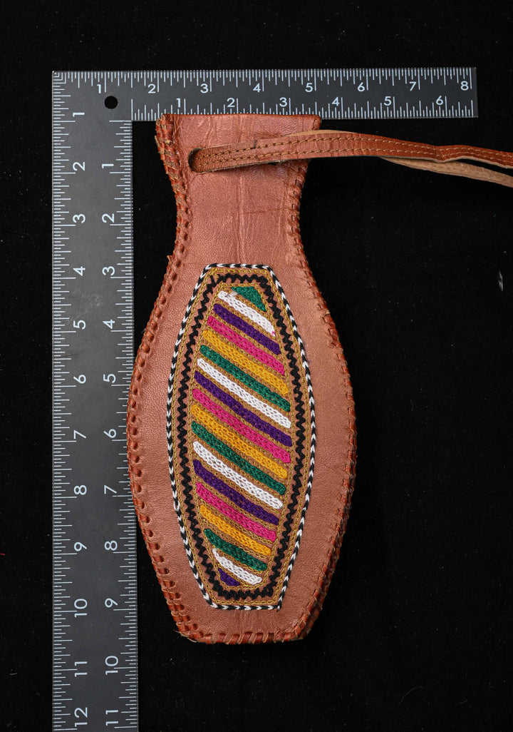 Brown Leather Hand-Crafted And Embroidery Potli Sling Bag with Aari Work