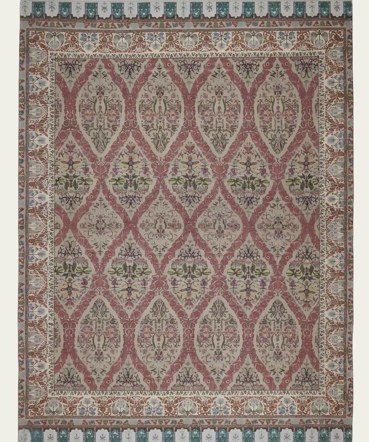 5x7 Feet Printed Rug | Maroon & Beige | Cotton | SHOBITAM
