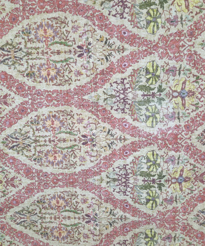 5x7 Feet Printed Rug | Maroon & Beige | Cotton | SHOBITAM