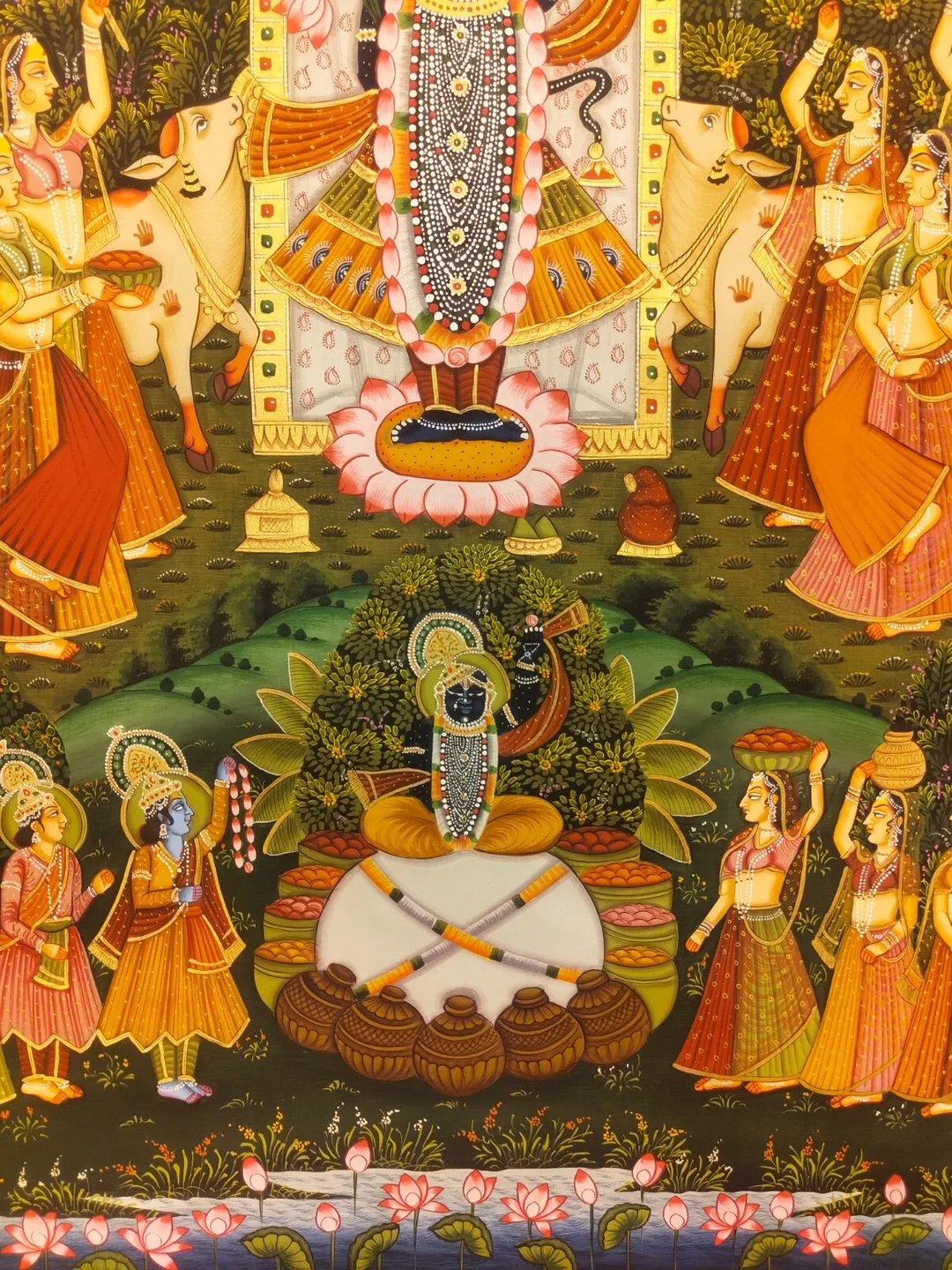 2x3 feet Authentic Jaipur Painting SHREENATH JI in SADHNA  | SHOBITAM