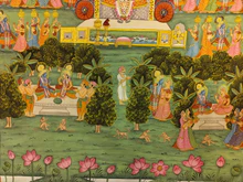 3x4 feet Authentic Jaipur Painting Shreenath ji and Gopi Raas  | SHOBITAM