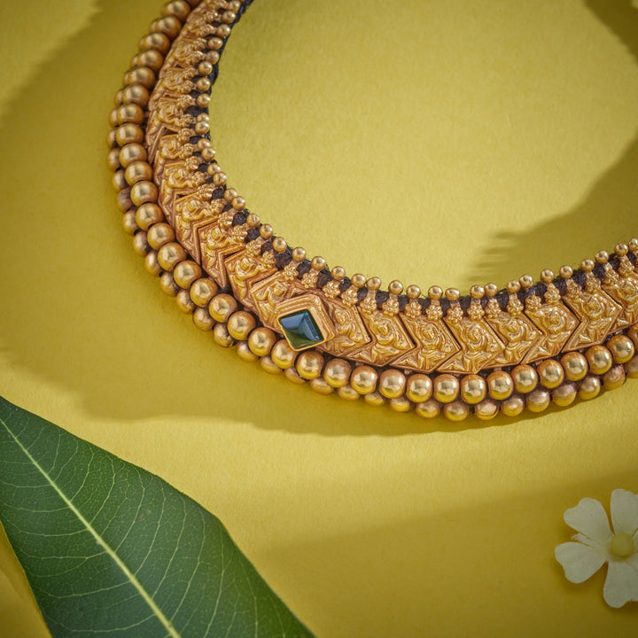 92.5 Silver, Gold Plated, Deivara Antique Choker | SHOBITAM