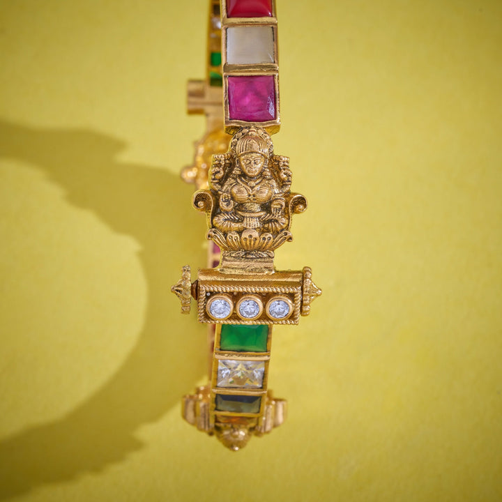 92.5 Silver, Gold Plated, Mahiraam Temple Bangles | SHOBITAM