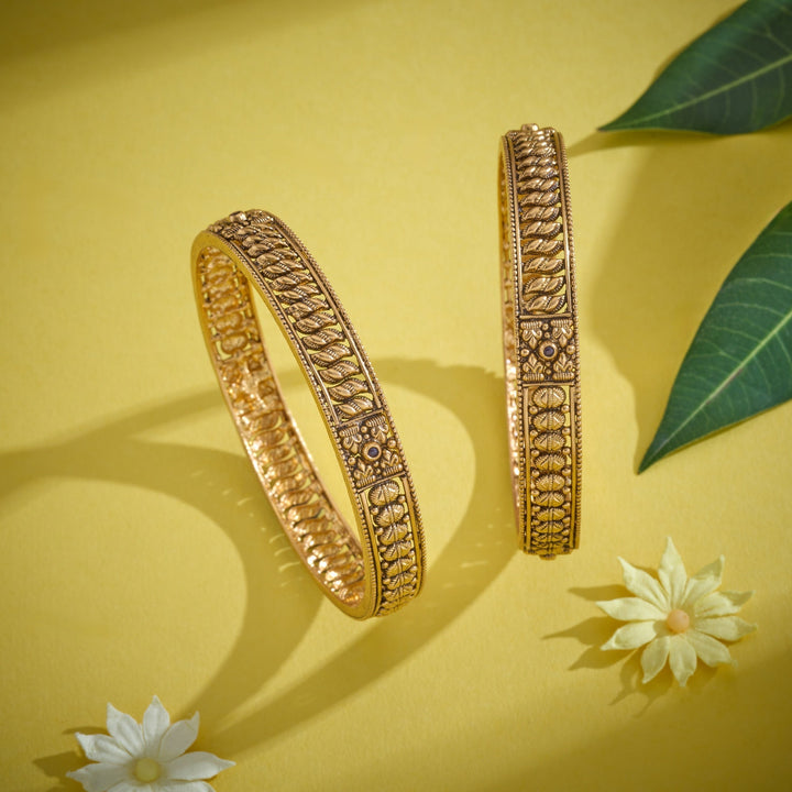 92.5 Silver, Gold Plated, Varnisha Nakshi Bangles