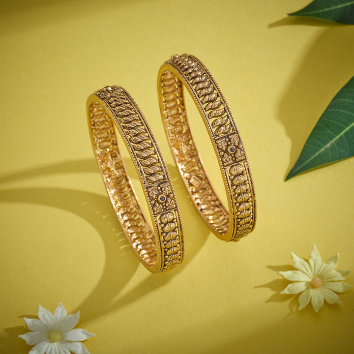 92.5 Silver, Gold Plated, Varnisha Nakshi Bangles