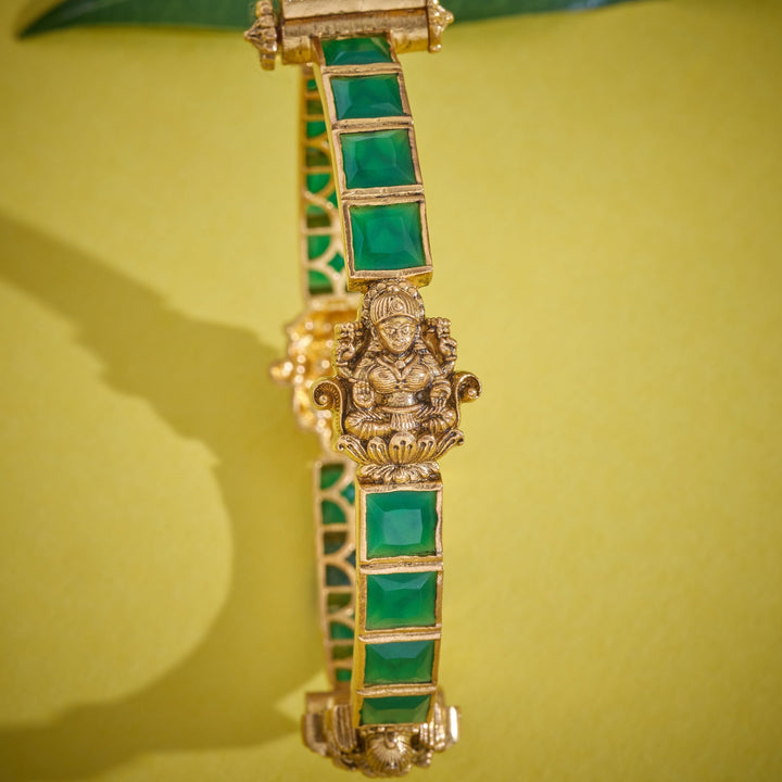92.5 Silver, Gold Plated, Mahiraam Temple Bangles | SHOBITAM