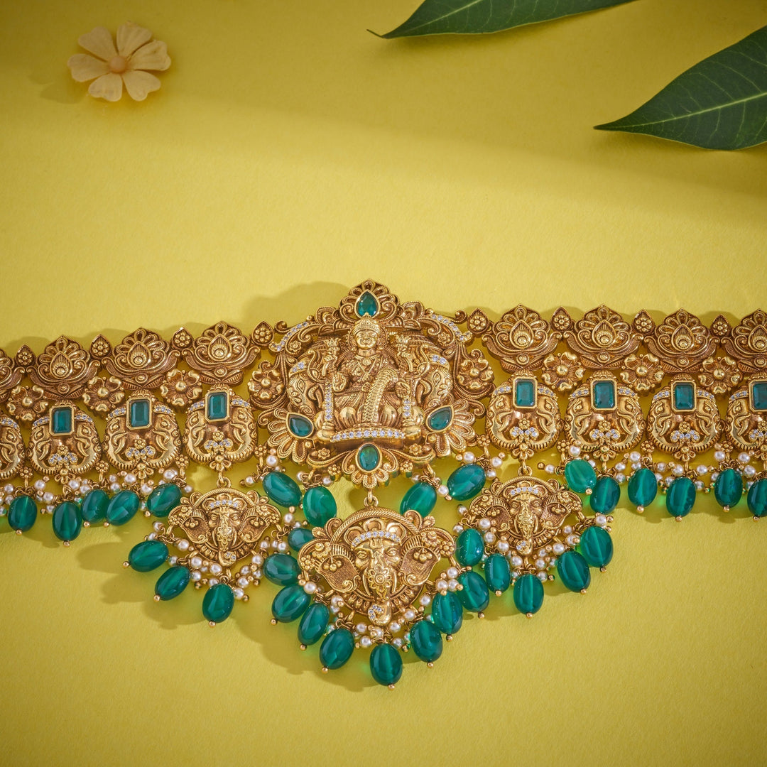 92.5 Silver, Gold Plated, Kanchara Gajalakshmi Daab | SHOBITAM