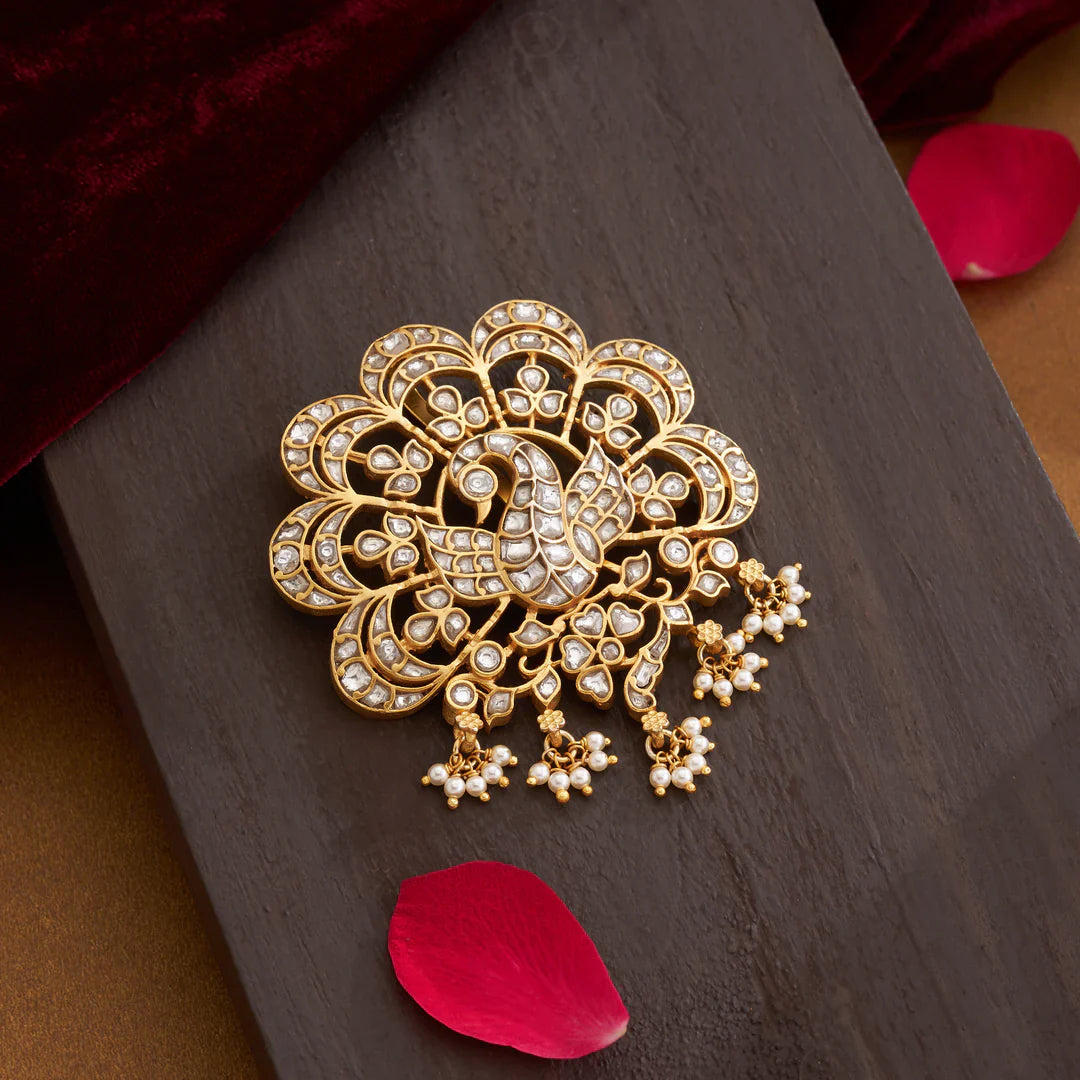 92.5 Silver, Gold Plated Vishwaroopa Mayura Pendant