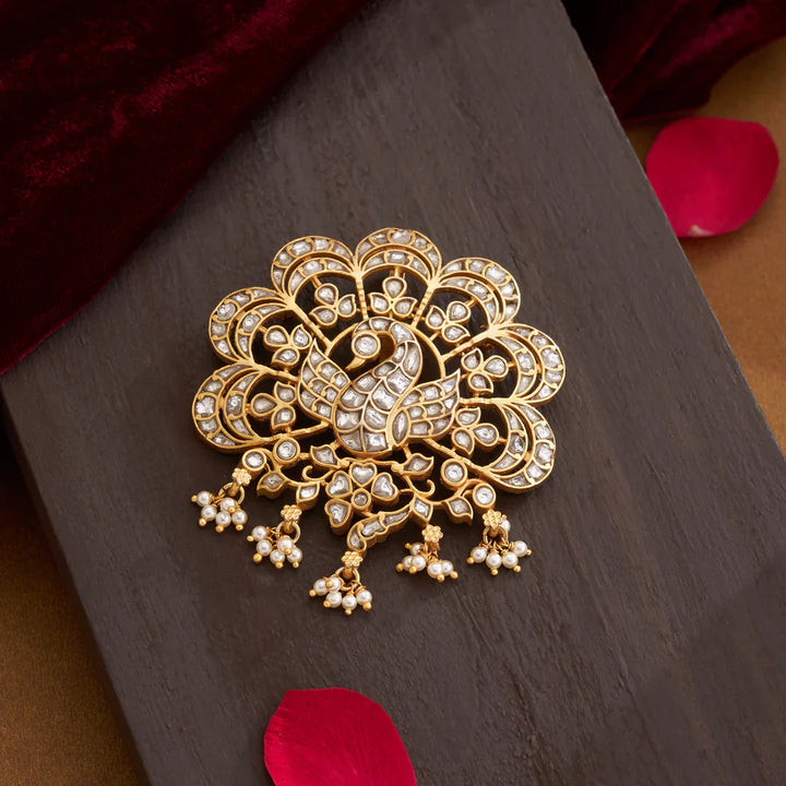 92.5 Silver, Gold Plated Vishwaroopa Mayura Pendant