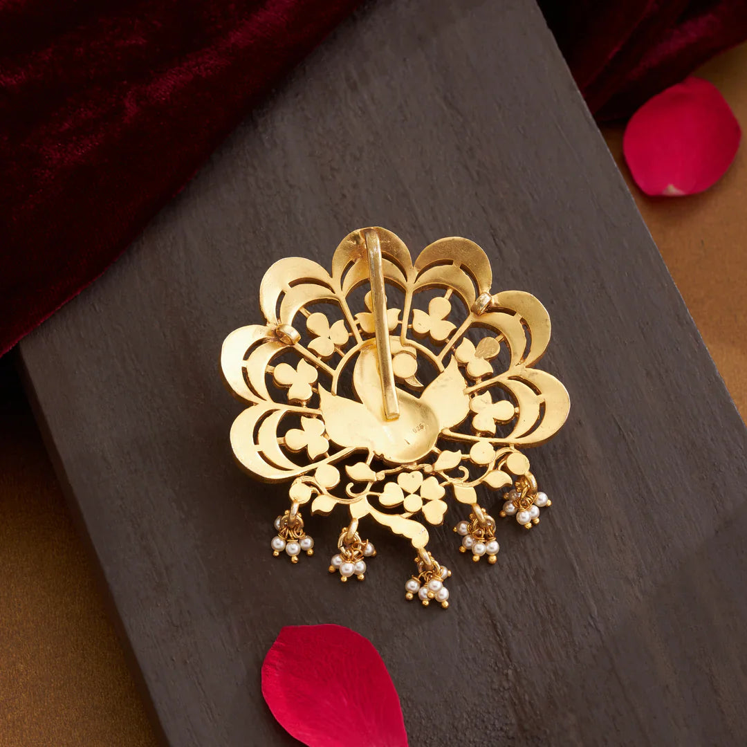 92.5 Silver, Gold Plated Vishwaroopa Mayura Pendant