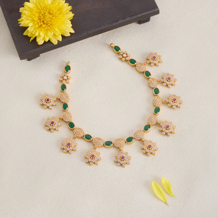 Pure 92.5 Silver, Gold Plated Tanuja Short Necklace