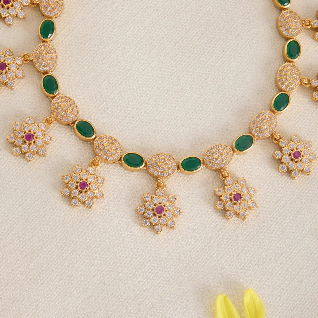 Pure 92.5 Silver, Gold Plated Tanuja Short Necklace