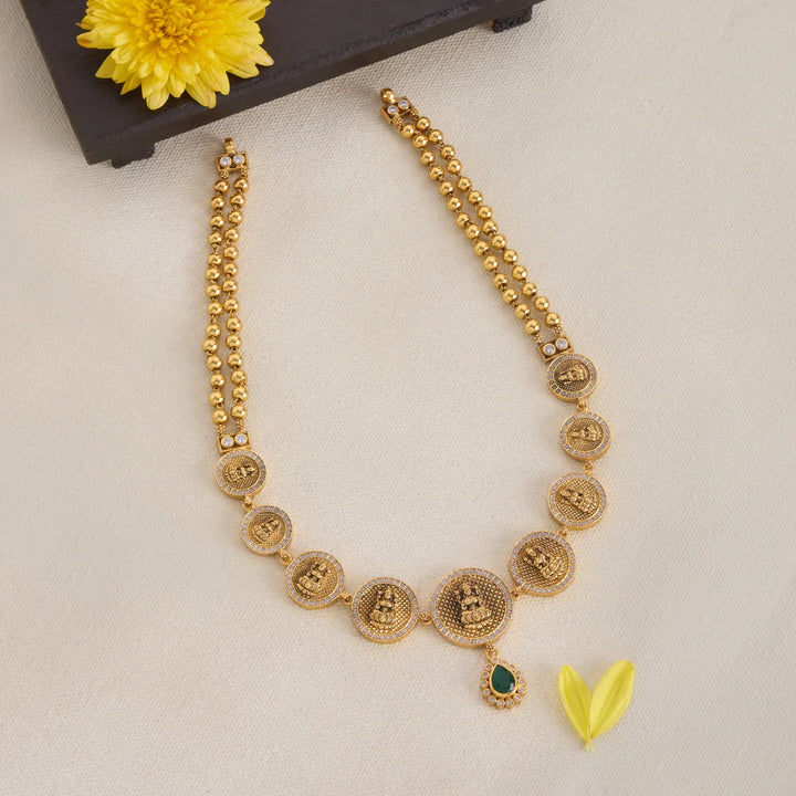 Pure 92.5 Silver, Gold Plated Devi Nirali Short Necklace