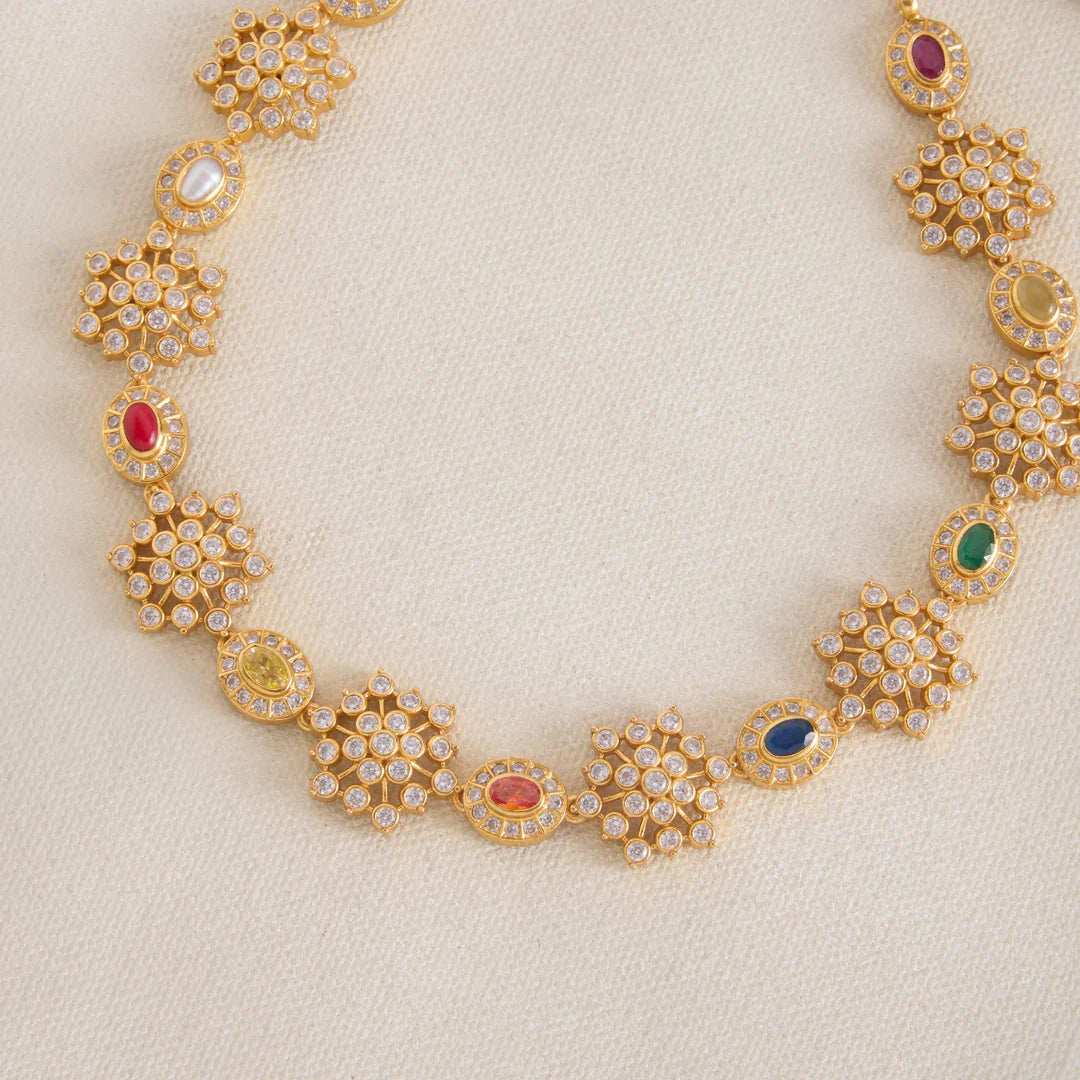 Pure 92.5 Silver, Gold Plated Tanuvi Short Necklace