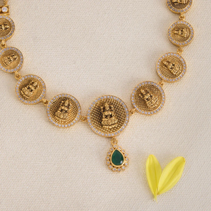 Pure 92.5 Silver, Gold Plated Devi Nirali Short Necklace